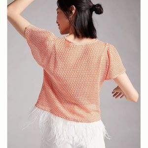 NWT Eva Franco Anthropologie Feathered Top Relaxed Fit Feather Fringe